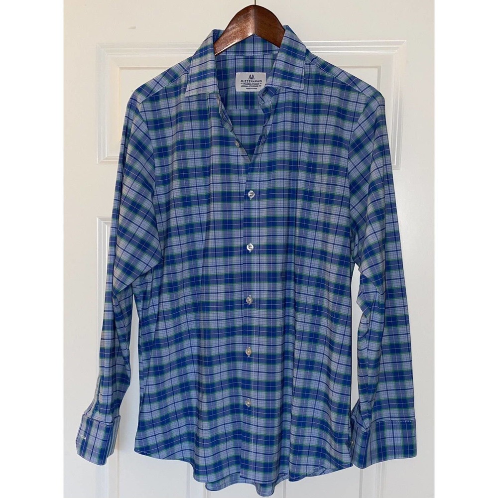 MIZZEN + MAIN Leeward Dress Shirt Mens Med Standard Fit White Blue Pink Check